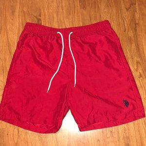 VTG US Polo Assn Men's Red Swim Board Shorts